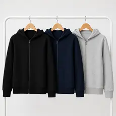 Jaqueta de Moletom Infantil Menino 100% Algodão com Capuz Zíper Frontal 1 ao 10 Inverno