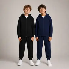 Kit 2 Conjuntos Moletom Infantil Menino Peluciado Com Capuz e Zíper Tamanho 1 ao 14