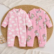 Kit 2 Macacão Bebe Menina Com Zíper Roupa Inverno Soft Peluciado Sortido