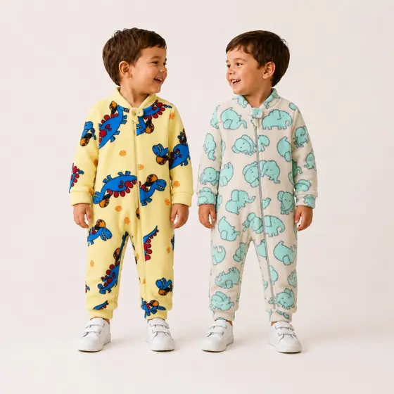 Macacão Bebe Menino Kit 2 Peças com Zíper Frontal | P ao 3 Anos