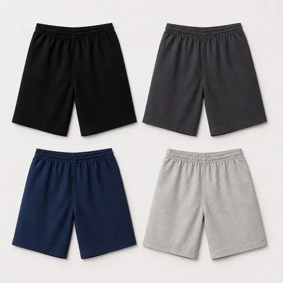 Kit 4 Bermudas Infantil Menino 100% Algodão Cós com Elástico Cores Sortidas Tamanho 1 ao 14