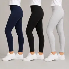 Legging Infantil Menina 1 a 14 Anos Algodão Cós com Elástico Azul Marinho Mescla Preto