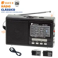 Rádio Portátil AM FM com USB TF MP3 , 3W Speaker, Antena, Pilha Recarregável Luz LED