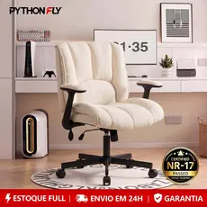 Cadeira De Escritório Ergonômica Home Office Giratória Tecido Com Braço Retrátil E Suporte Lombar 150kg
