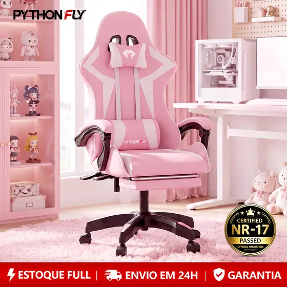 Cadeira Gamer Ergonômica Reclinável com Apoio de Pés Ajustável e Base Giratória – Máximo Conforto para Longas Sessões de