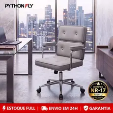 Cadeira de Escritório Giratória Ergonômica com Apoio Lombar — Couro Marrom, 360°, Altura Ajustável, Compacta