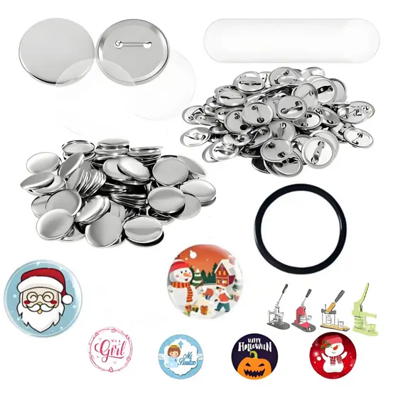 32mm/44mm/58mm Branco Pins E Bottons 100 Kits Para Mecolour Máquina De Button