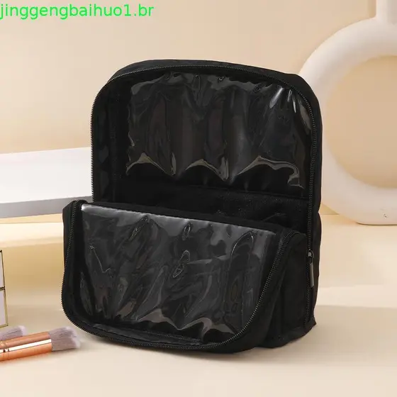 Bolsa Para Pincel De Maquiagem WONY1E , De Armazenamento Multifuncional De Design Único De Cor Preta , Fecho De Travamen
