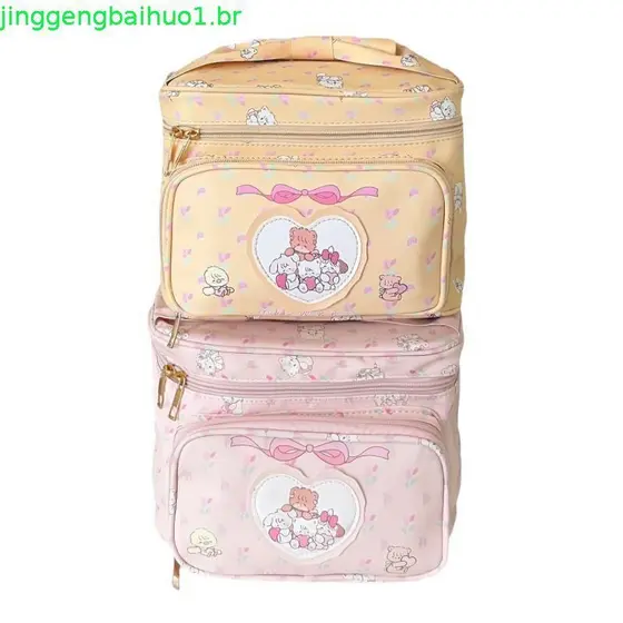 Bolsa Maquiagem Feminina Princesa PU Grande Capacidade Necessaire Portatil Rosa Doce Estilo Livre