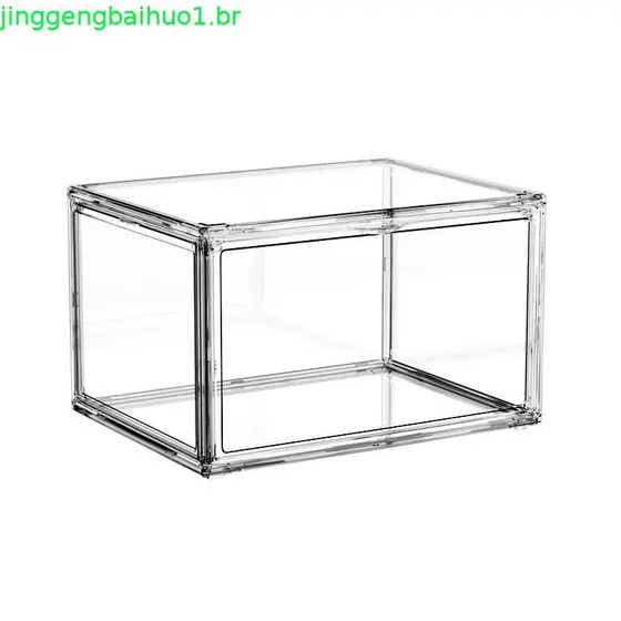 Clear Acrylic Display Case, Stackable Plastic Storage Bins with Magnetic Attraction Lid, Showcase for Cosmetic, Large Fi