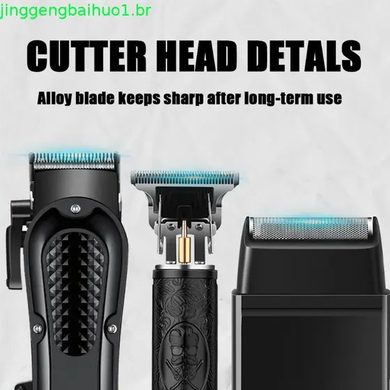 Kit de 3 peças de cuidados pessoais profissionais para homens, cortador de cabelo e aparador sem fio, barbeador