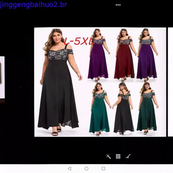 Mulheres Plus Size Vestidos Ombro Frio Floral Lace Maxi Party Evening Cs Verão Casual Vestido Longo L-5XL Robe Vestidos