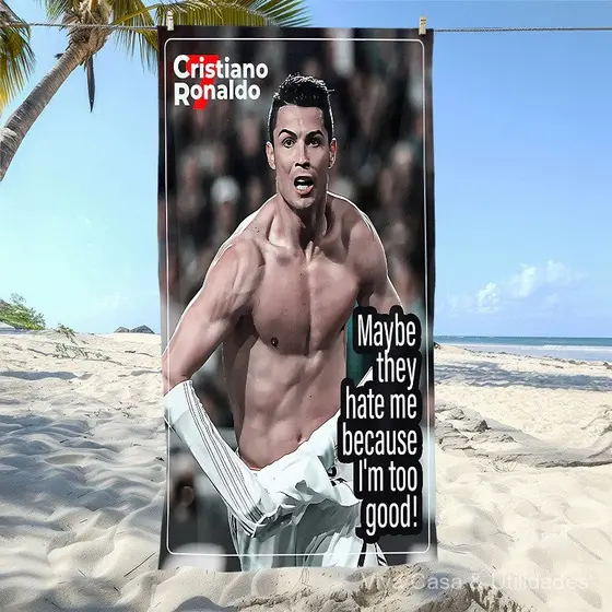 ⭐ Toalha de Praia do Astro do Futebol Internacional C. Ronaldo, Toalha Esportiva Absorvente de Secagem Rápida, Toalha de
