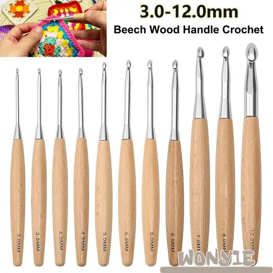 Ganchos De Crochê WONY1E , De Tricô Longo De 3-12 Mm , Alça De Faia Em