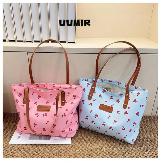 Bolsa De Ombro Umir , Sacola Com Estampa De Cereja Doce De Grande Capacidade , Design Moderno De Armazenamento , Estilo