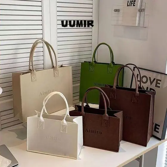 UUMIR 1 Peça Bolsa De Ombro De Feltro , Mensageiro De Cor Sólida De Grande Capacidade Casual De Viagem S/M/L Simples Cro