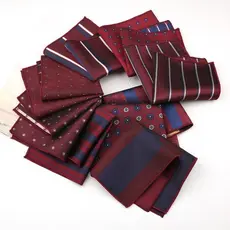 24cm Traje Formal Masculino Terno De Negócios Vermelho Bolso Quadrado Lenço De Casamento Do Noivo Britânico Presente Mar