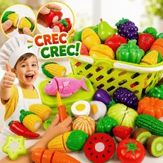 Comidinhas de Cozinha Brinquedo Infantil Frutas Velcro Legumes Interativo Autista