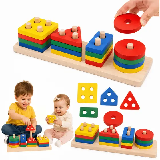 Brinquedo Encaixe Divertido Madeira Colorido Educativo Pedagógico Didático