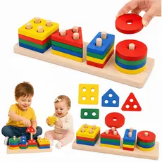 Brinquedo Encaixe Divertido Madeira Colorido Educativo Pedagógico Didático