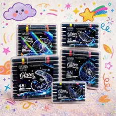 Caneta Dupla Com GlitterMarcadores 6/12/18/24/36CoresVibrantesCanetaDeCabeça Dupla Brilhante GliterArteDesenho estudante