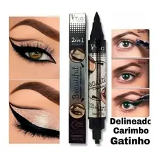 Caneta Delineadora  Prova D´agua 2 Em 1 Delineador Carimbo Gatinho Tango T&G