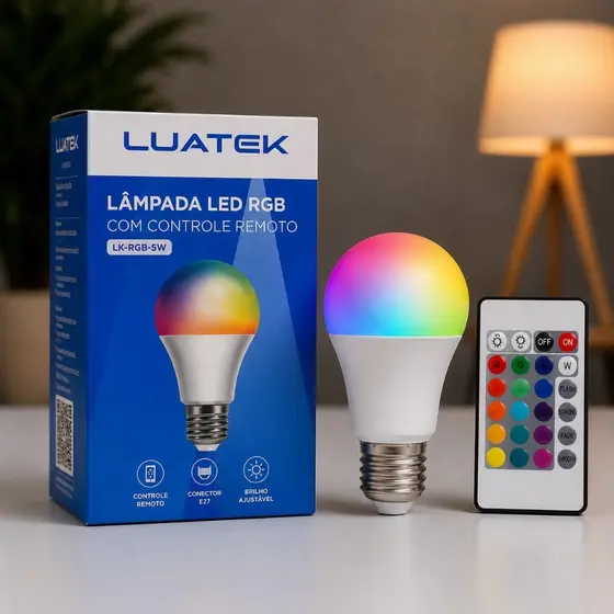 Lâmpada Inteligente LED RGB 5W Wi-Fi Luatek - Iluminação Decorativa