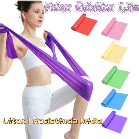 Faixa Elástica 1,5 metro Espessura 0,35mm Thera Band Para Academia Exercícios Multifuncionais