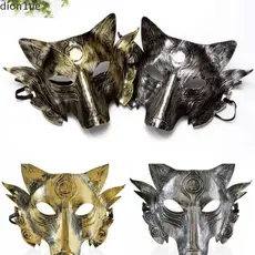 Máscara de Lobo DION1UE, Máscara de Olhos de Plástico para Halloween, Estilo Punk, Acessório de Fantasia Masculina