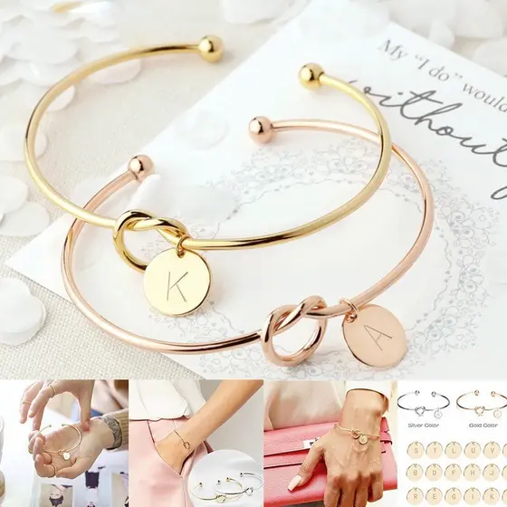26 Letras Az Amor Nó Inicial Pulseira Macia Casal Charme Presentes De Aniversário Jóias