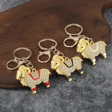 Bonito Cabra Zodíaco Chaveiro Strass Animal Pingente Metal Saco Charme Carro Liga