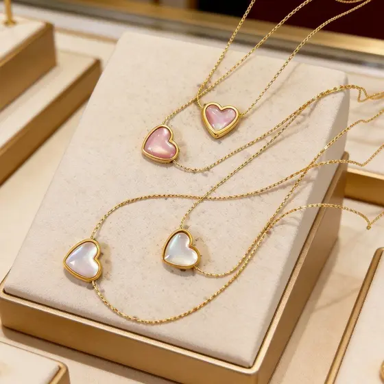 Colares Elegantes De Coração Coloridos Fofos De Aço Titânio Para Moda Feminina