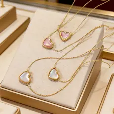 Colares Elegantes De Coração Coloridos Fofos De Aço Titânio Para Moda Feminina