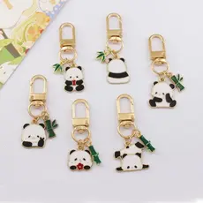 Panda Chaveiro Metal Bambu Pendentes Mochila Acessórios Presentes Titular Do Carro Chaveiros