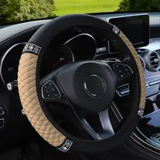 Capa de Volante em Couro Microfibra com Forro Antiderrapante, Acessório Universal para Carros com Diâmetro de 14,5-15 Po