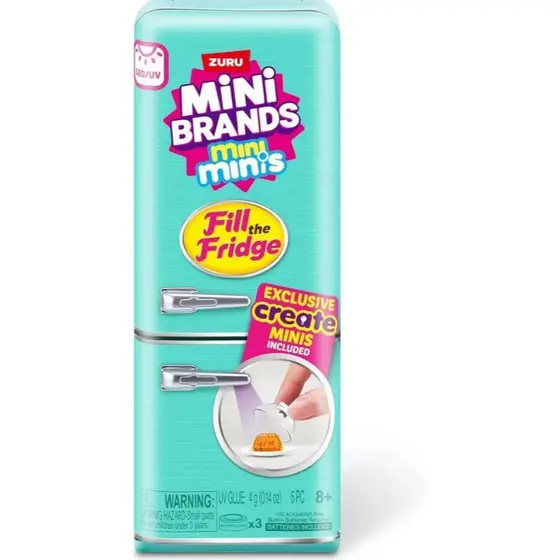 ZURU Mini Brands: Encha a Geladeira - Conjunto de Brinquedos Colecionáveis de Resina DIY com Luz UV - Receita Exclusiva