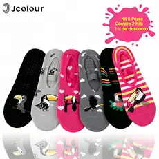 Jcolour Kit 6 Meias Sapatilhas Antiderrapante Pilates Yoga Hidroginástica Academia Dança Tam.33-39
