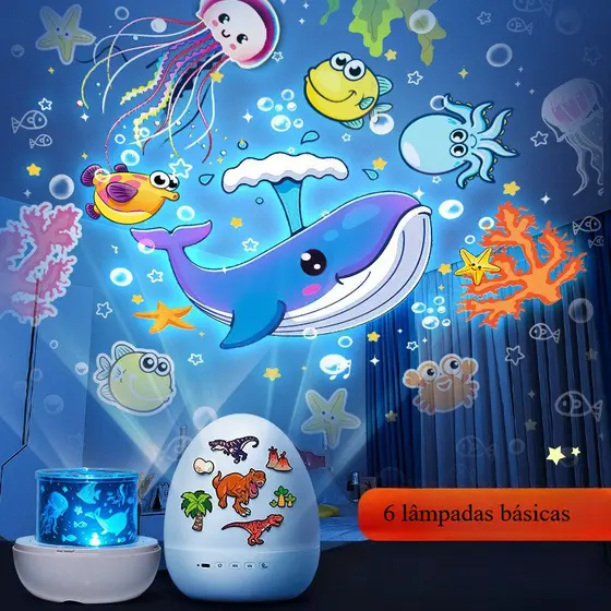 Lâmpada Projetora de Animais LED RGB com Rotação de 360 Graus °     Luz Noturna Decorativa para Quarto Infantil 2841