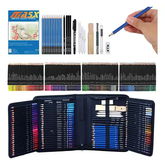 Kit 96/145 Desenho Profissional Estojo Lápis Esboço Arte Para