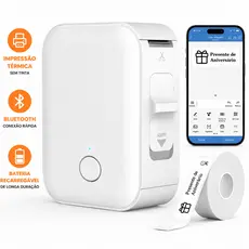 iLabel Impressora de Etiquetas Inteligente Térmica Bluetooth Impressora sem Tinta para iOS Android + 1 Rolo Etiqueta