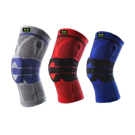 Joelheira esportiva de silicone com mola para montanhismo, fitness, corrida, ciclismo, basquete, joelheira de suporte em