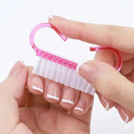 Escovinha de Unhas de Plástico com cerdas de NYLON e cabo anatômico deslizante