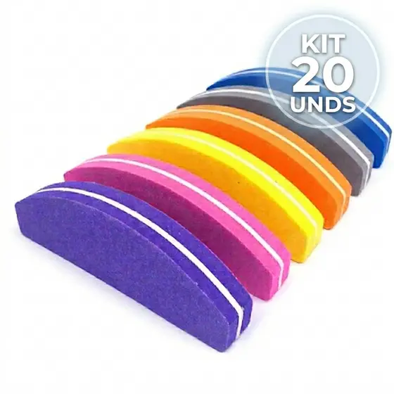 KIT 10/20/40/60 UNIDADES MINI LIXA BUFFER BUMERANGUE FECHA POROS COLORIDO