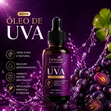 Óleo De Semente De Uva 100% Puro 30ml Hidratante Nutritivo Antioxidante Para Pele E Cabelos L&Beauty