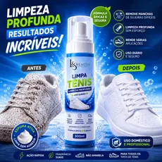 Limpa Tênis Premium L&Beauty 300ml Espuma Limpeza Profunda Tênis Branco e Colorido