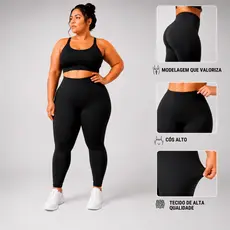 Calça Legging Plus Size Feminina Cintura Alta Modeladora Sem Transparência Treino Casual