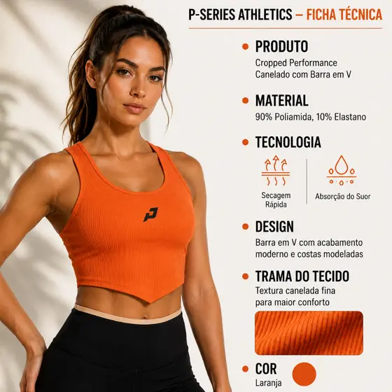 Cropped Feminino Canelado Fitness Academia Sem Transparência Alta Elasticidade Básico Dry Fit