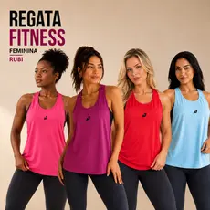 Regata Fitness Feminina Rubi Academia Dry Fit Proteção UV50 Não Transparente Treino Corrida