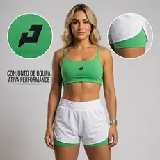 Conjunto Fitness Feminino Top com Short Duplo Corrida Academia Treino Confortável Premium