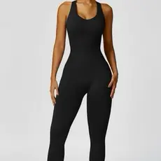 Macacão Feminino Fitness Academia Esportivo Canelado Poliamida Elasticidade Com Bojo Sem Costura tamanho único
